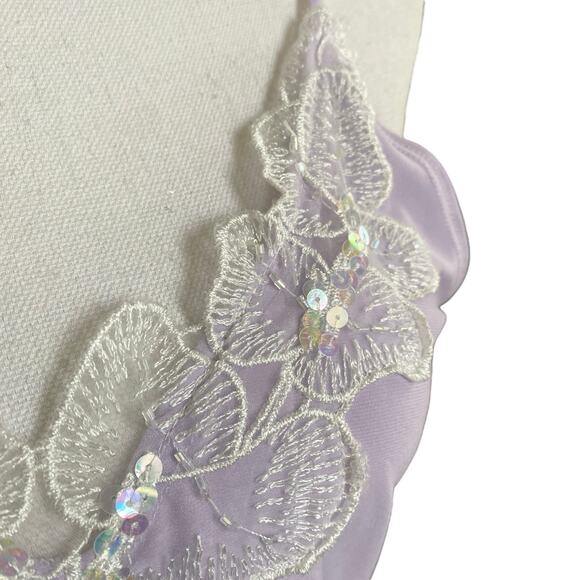 Y2k Lace Trim Cami top Sz M Lavender Stretch Fabric V Neckline Spaghetti Straps - Picture 10 of 12